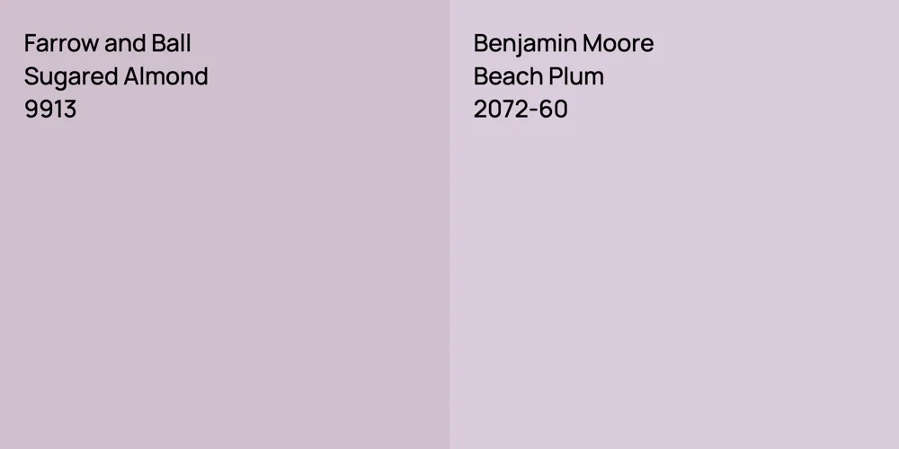 Farrow and Ball Sugared Almond vs. Benjamin Moore Beach Plum