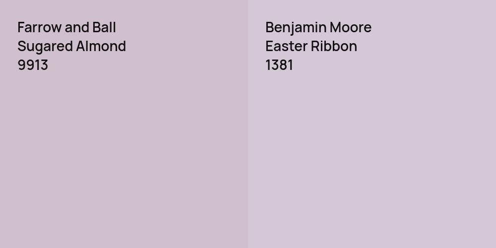 Farrow and Ball Sugared Almond vs. Benjamin Moore Easter Ribbon