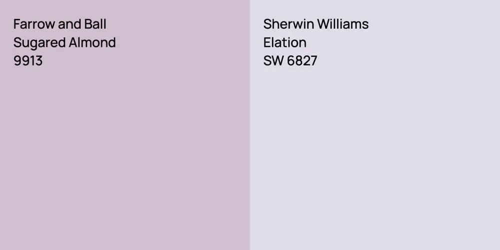 Farrow and Ball Sugared Almond vs. Sherwin Williams Elation