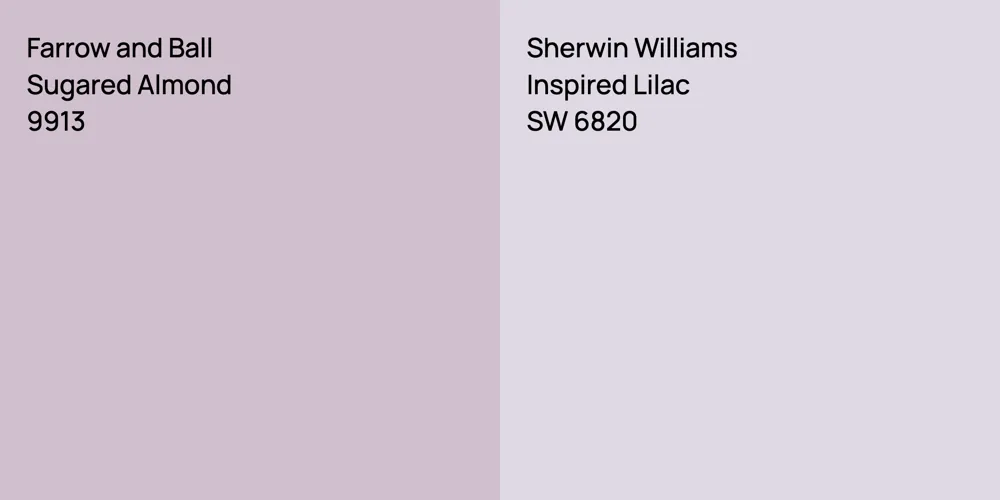 Farrow and Ball Sugared Almond vs. Sherwin Williams Inspired Lilac