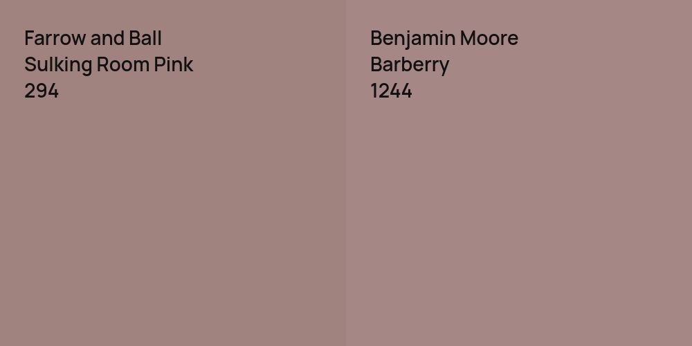 Farrow and Ball Sulking Room Pink vs. Benjamin Moore Barberry