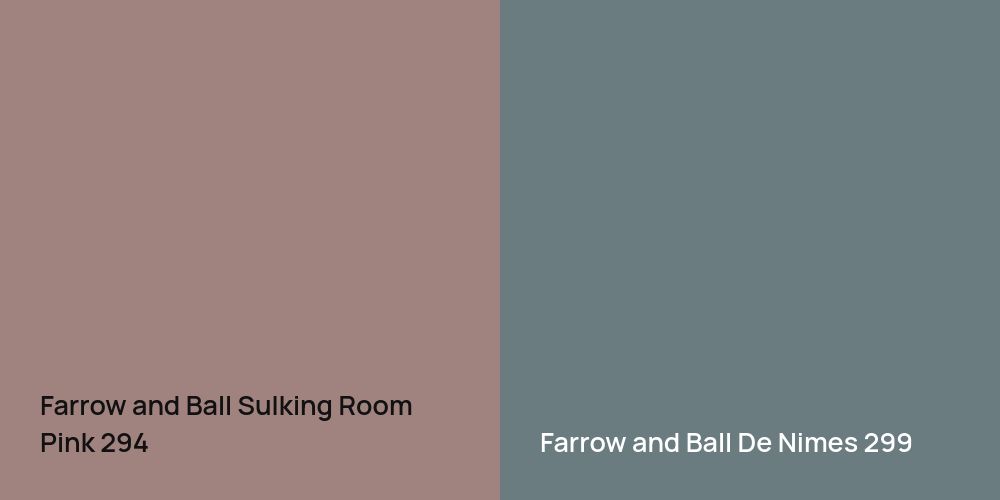 Farrow and Ball Sulking Room Pink vs. Farrow and Ball De Nimes