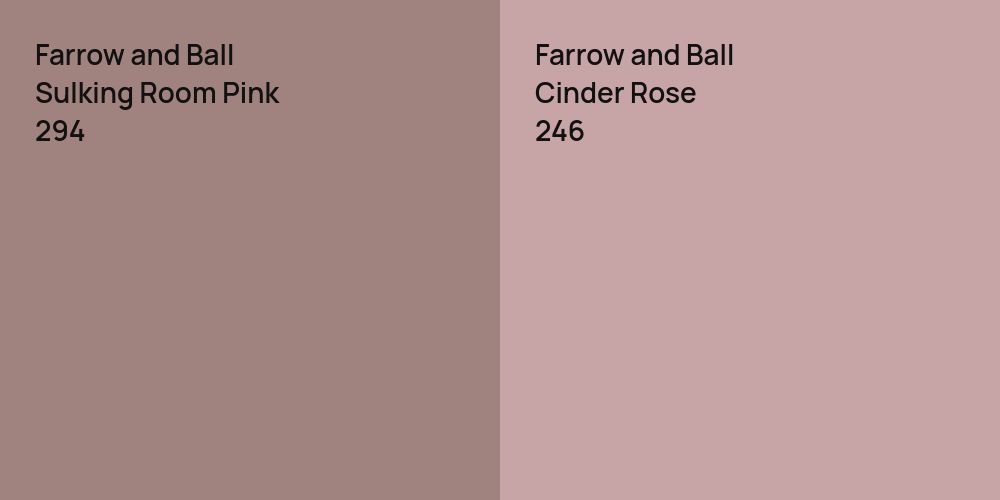 Farrow and Ball Sulking Room Pink vs. Farrow and Ball Cinder Rose