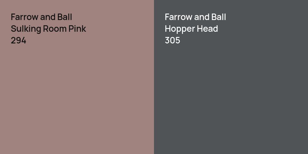 Farrow and Ball Sulking Room Pink vs. Farrow and Ball Hopper Head