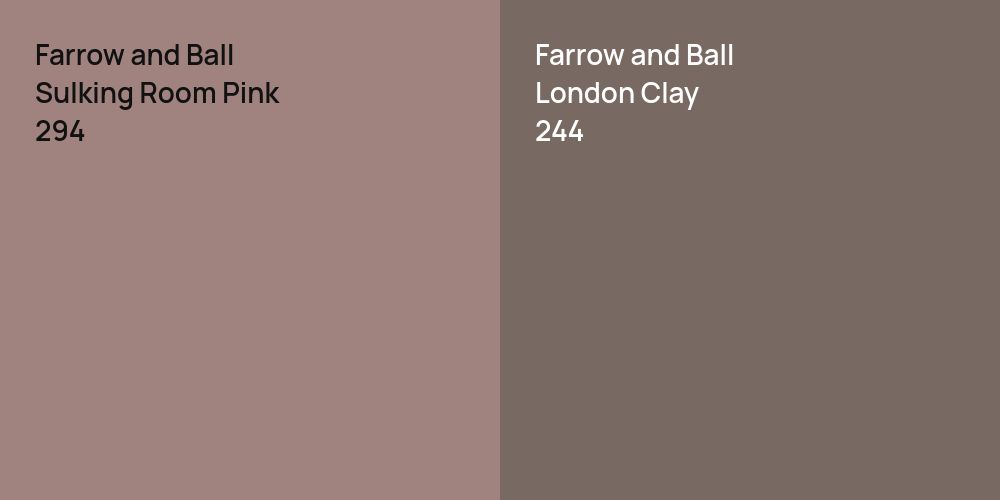 Farrow and Ball Sulking Room Pink vs. Farrow and Ball London Clay