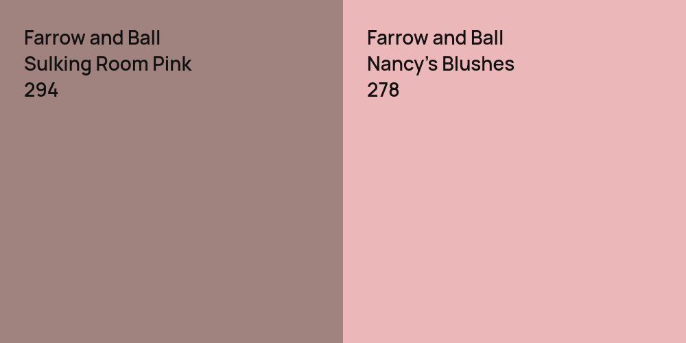 Farrow and Ball Sulking Room Pink vs. Farrow and Ball Nancy's Blushes