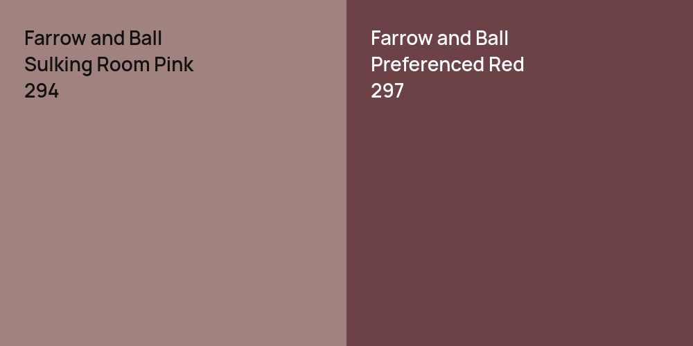 Farrow and Ball Sulking Room Pink vs. Farrow and Ball Preferenced Red