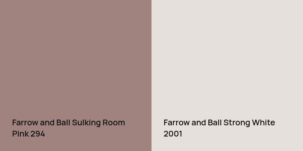 Farrow and Ball Sulking Room Pink vs. Farrow and Ball Strong White