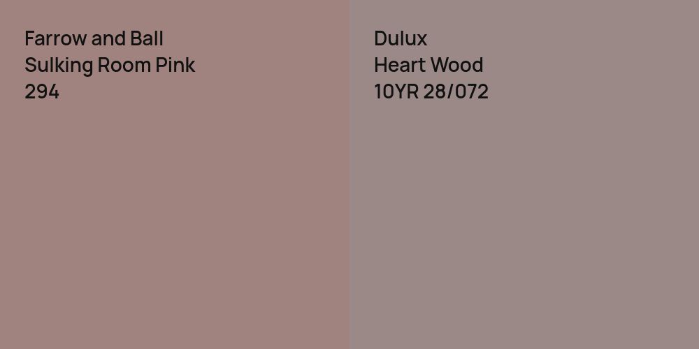 Farrow and Ball Sulking Room Pink vs. Dulux Heart Wood