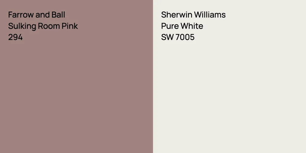 Farrow and Ball Sulking Room Pink vs. Sherwin Williams Pure White