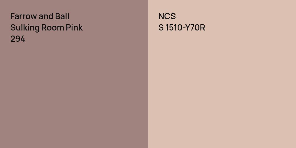 Farrow and Ball Sulking Room Pink vs. NCS S 1510-Y70R