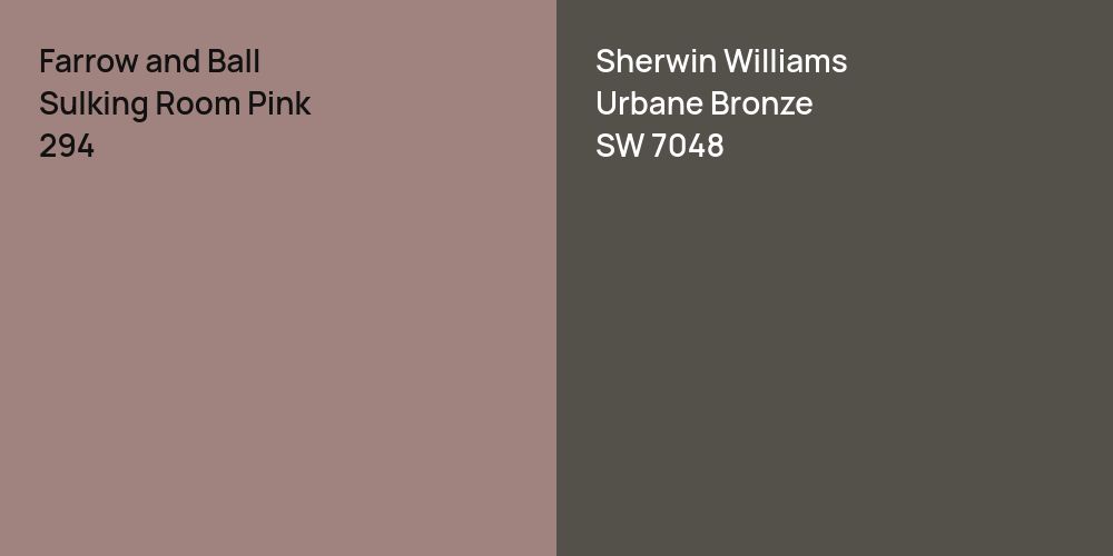 Farrow and Ball Sulking Room Pink vs. Sherwin Williams Urbane Bronze