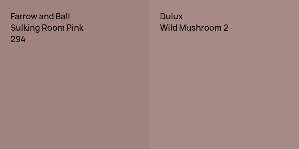 Farrow and Ball Sulking Room Pink vs. Dulux Wild Mushroom 2