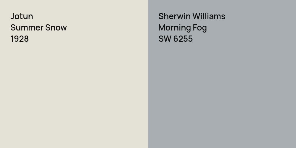 Jotun Summer Snow vs. Sherwin Williams Morning Fog