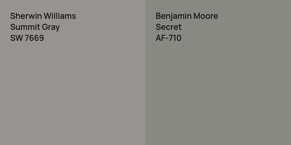 Sherwin Williams Summit Gray vs. Benjamin Moore Secret