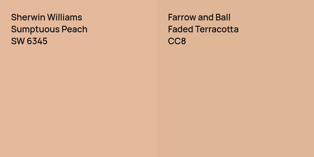 Sherwin Williams Sumptuous Peach vs. Farrow and Ball Faded Terracotta