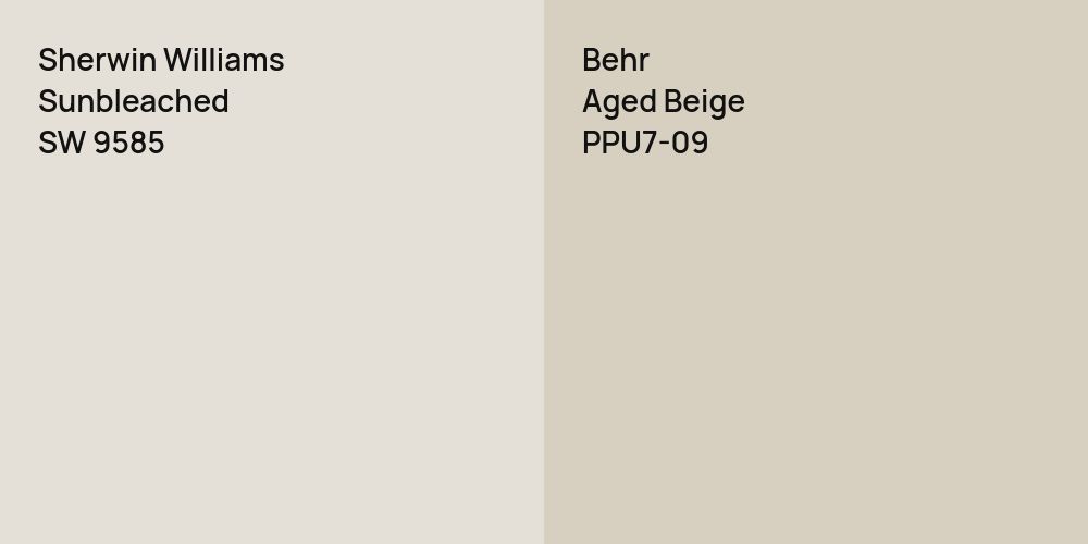 Sherwin Williams Sunbleached vs. Behr Aged Beige