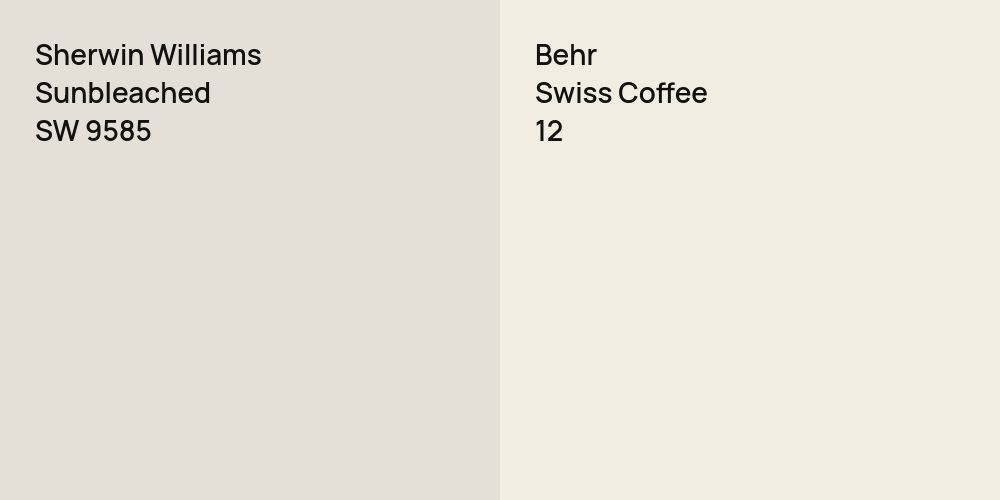 Sherwin Williams Sunbleached vs. Behr Swiss Coffee