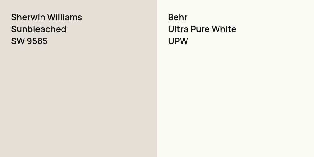 Sherwin Williams Sunbleached vs. Behr Ultra Pure White