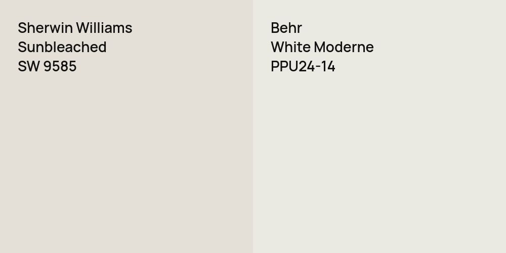 Sherwin Williams Sunbleached vs. Behr White Moderne