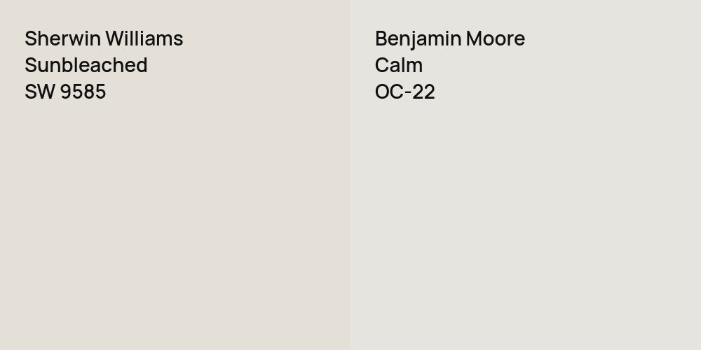 Sherwin Williams Sunbleached vs. Benjamin Moore Calm