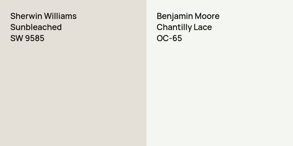 Sherwin Williams Sunbleached vs. Benjamin Moore Chantilly Lace