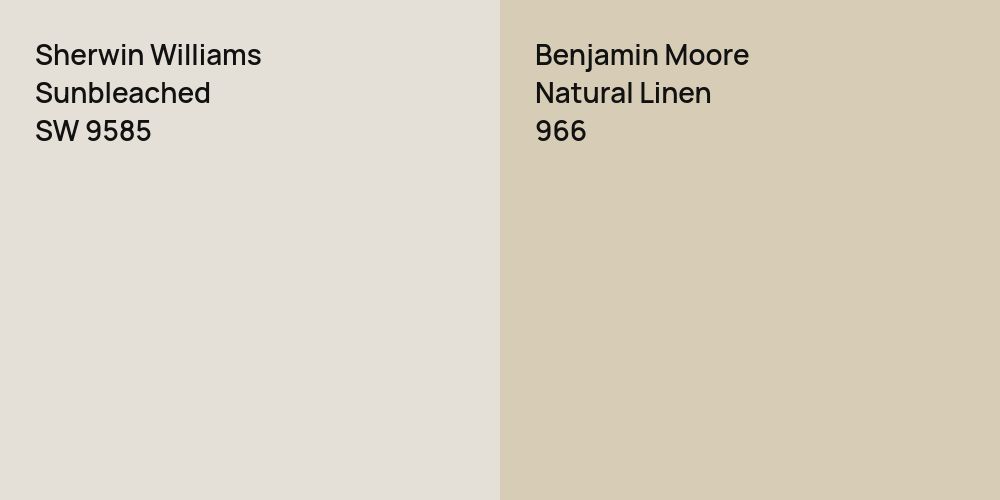 Sherwin Williams Sunbleached vs. Benjamin Moore Natural Linen