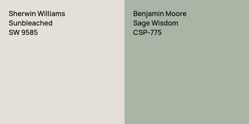 Sherwin Williams Sunbleached vs. Benjamin Moore Sage Wisdom