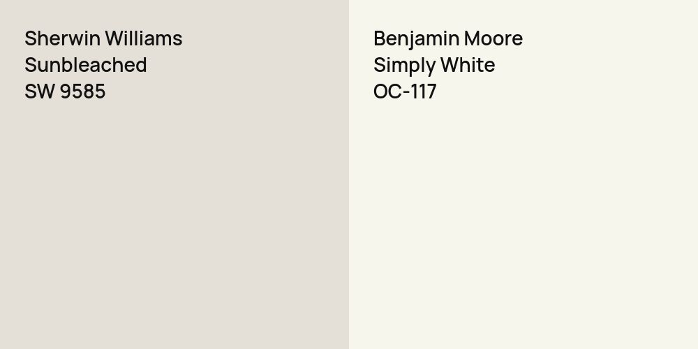 Sherwin Williams Sunbleached vs. Benjamin Moore Simply White