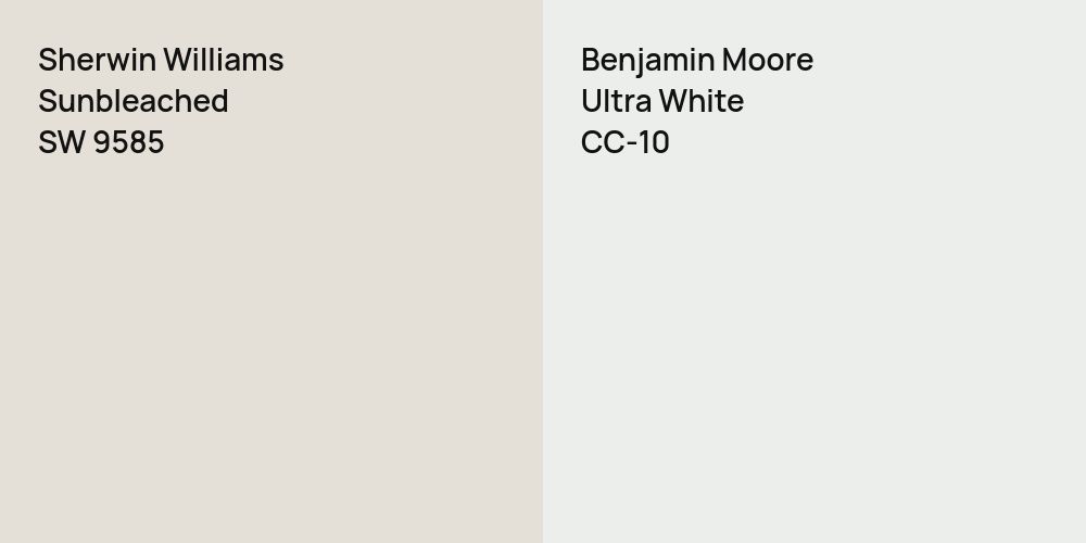 Sherwin Williams Sunbleached vs. Benjamin Moore Ultra White