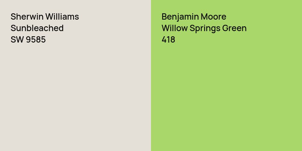 Sherwin Williams Sunbleached vs. Benjamin Moore Willow Springs Green