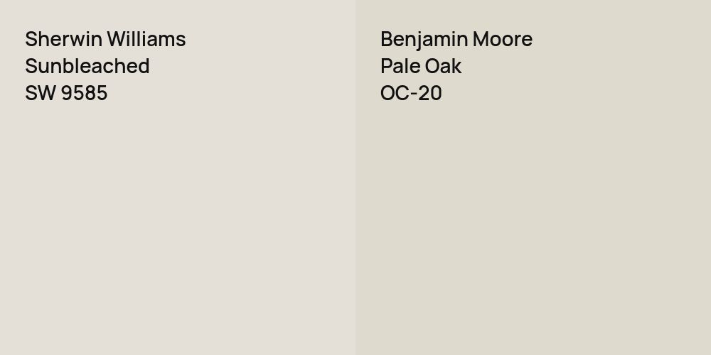 Sherwin Williams Sunbleached vs. Benjamin Moore Pale Oak