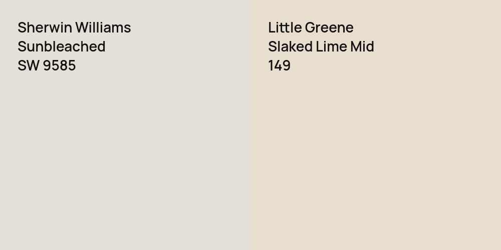 Sherwin Williams Sunbleached vs. Little Greene Slaked Lime Mid