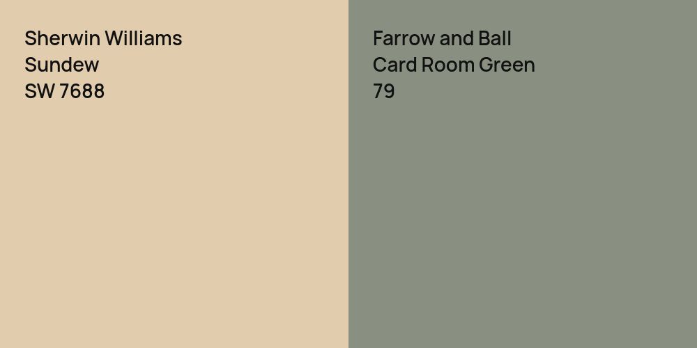 Sherwin Williams Sundew vs. Farrow and Ball Card Room Green