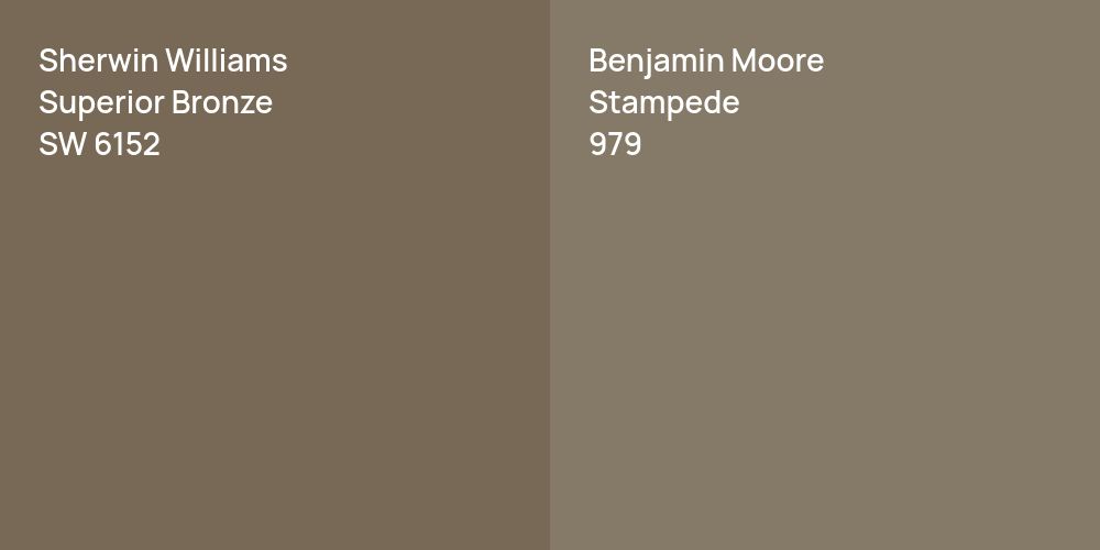 Sherwin Williams Superior Bronze vs. Benjamin Moore Stampede