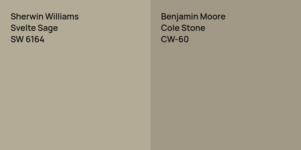 Sherwin Williams Svelte Sage vs. Benjamin Moore Cole Stone