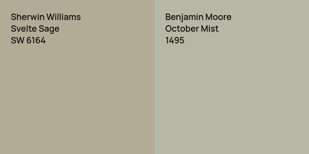 Sherwin Williams Svelte Sage vs. Benjamin Moore October Mist