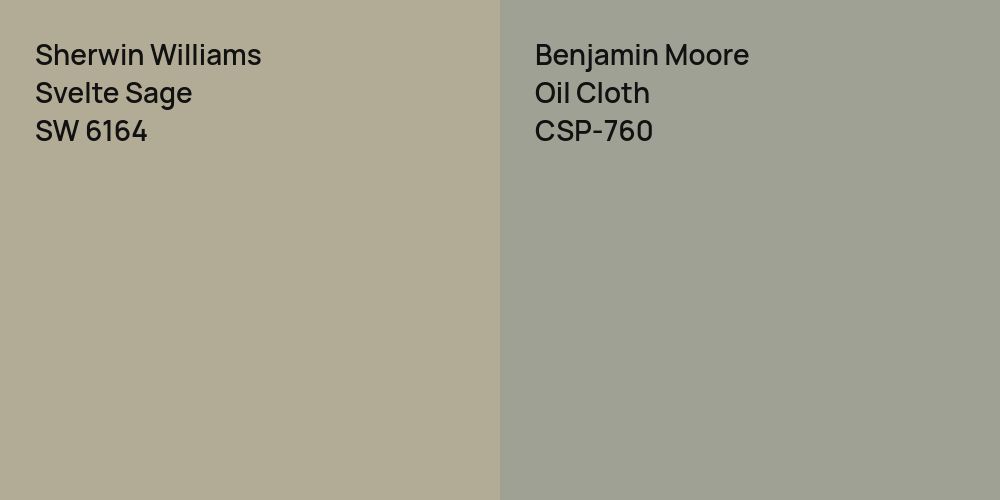 Sherwin Williams Svelte Sage vs. Benjamin Moore Oil Cloth