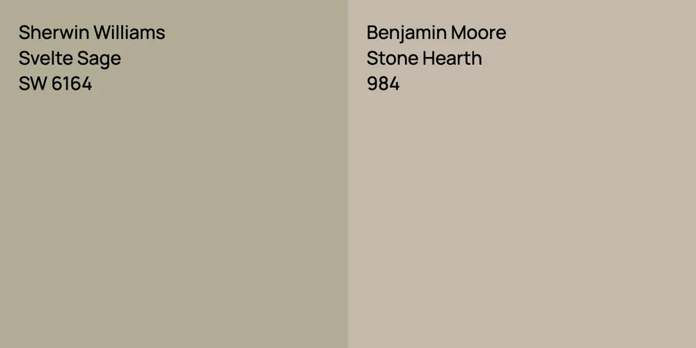 Sherwin Williams Svelte Sage vs. Benjamin Moore Stone Hearth