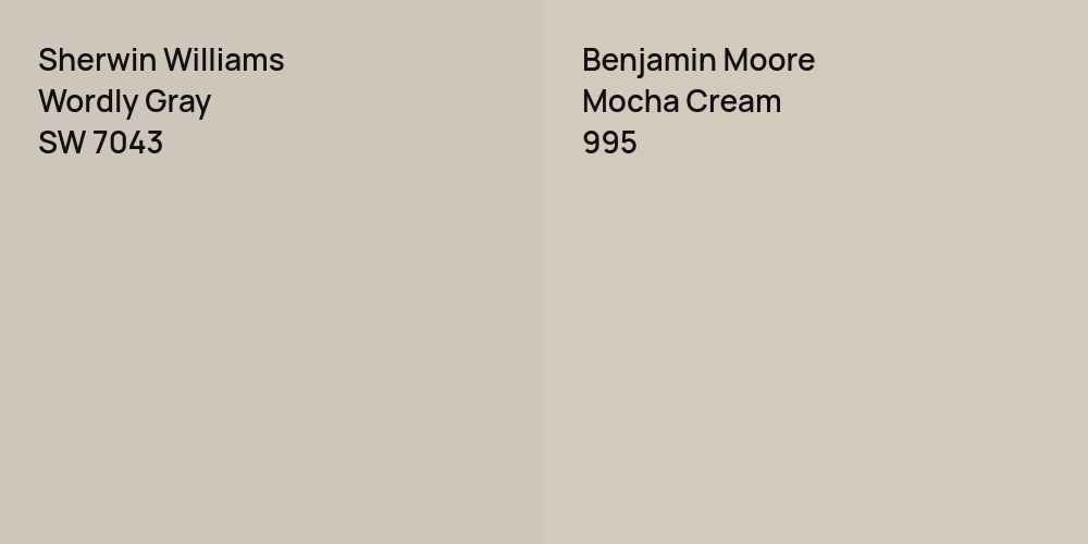 Sherwin Williams Wordly Gray vs. Benjamin Moore Mocha Cream