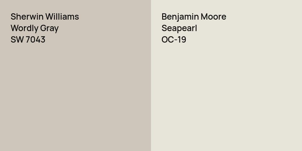 Sherwin Williams Wordly Gray vs. Benjamin Moore Seapearl