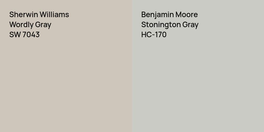 Sherwin Williams Wordly Gray vs. Benjamin Moore Stonington Gray