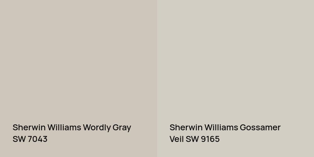 Sherwin Williams Wordly Gray vs. Sherwin Williams Gossamer Veil