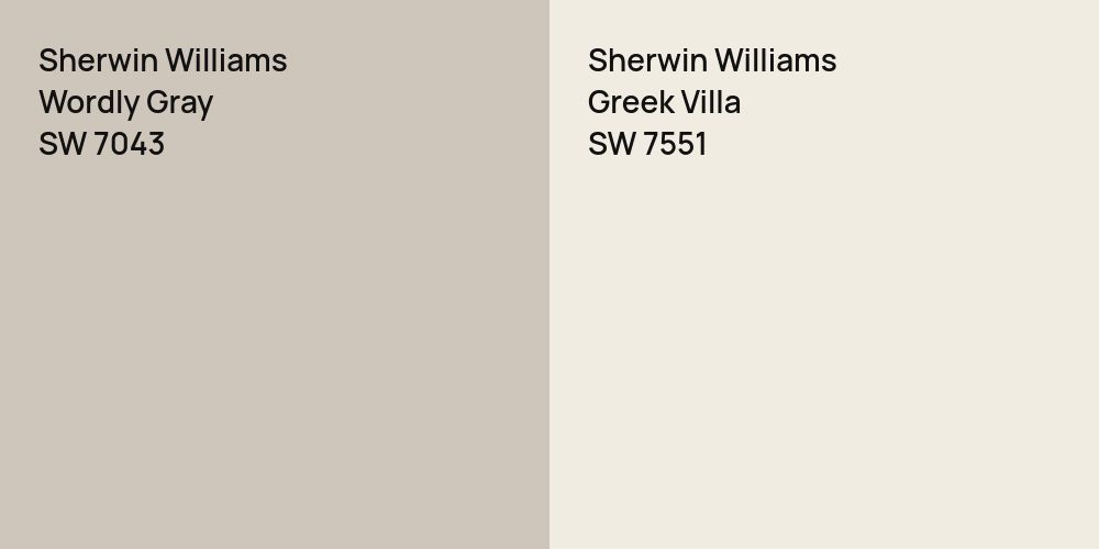 Sherwin Williams Wordly Gray vs. Sherwin Williams Greek Villa