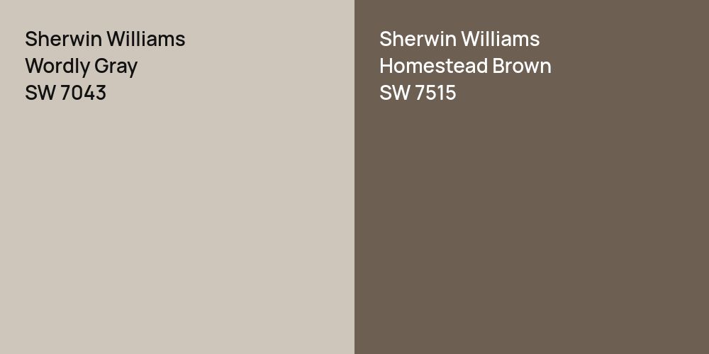 Sherwin Williams Wordly Gray vs. Sherwin Williams Homestead Brown