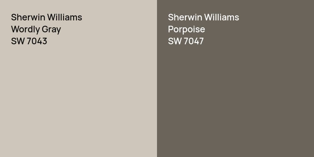 Sherwin Williams Wordly Gray vs. Sherwin Williams Porpoise