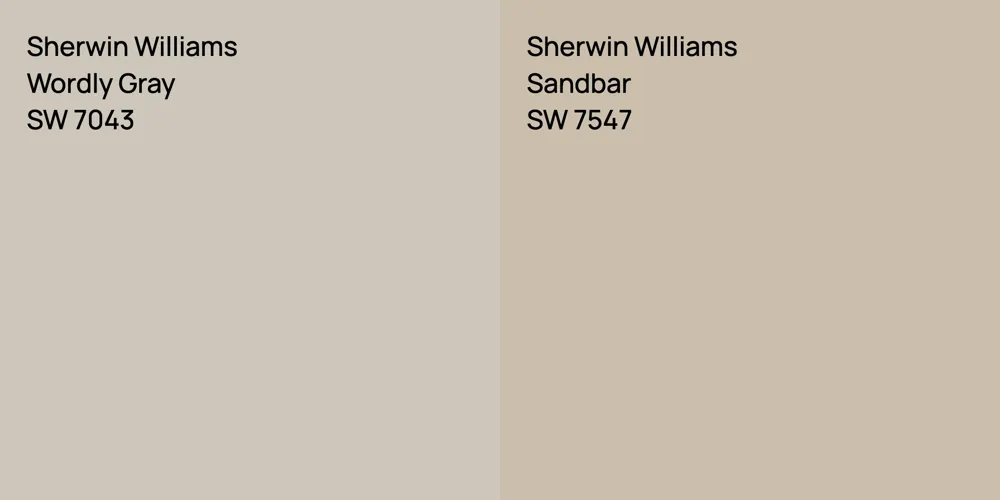 Sherwin Williams Wordly Gray vs. Sherwin Williams Sandbar