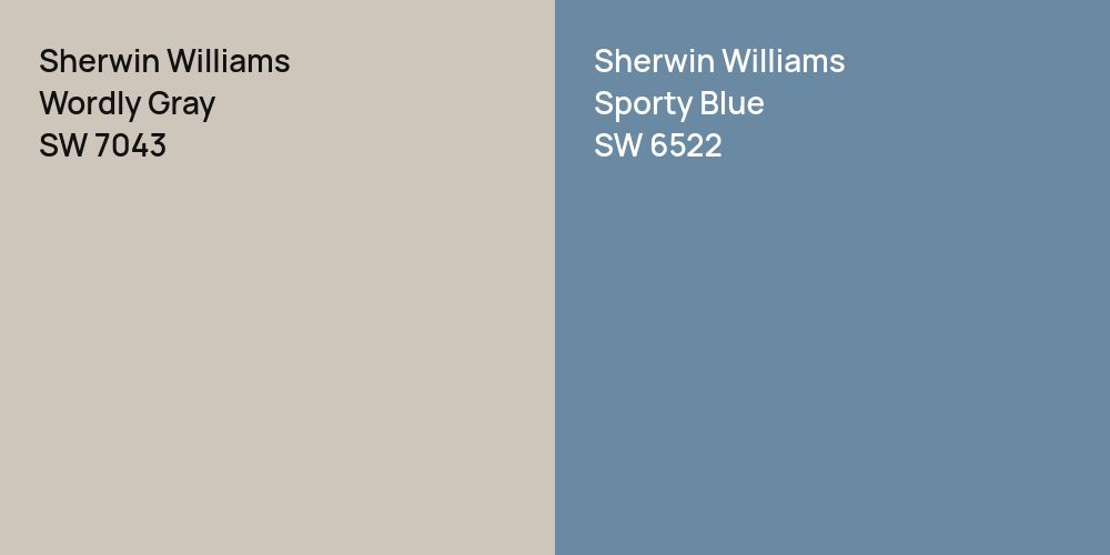 Sherwin Williams Wordly Gray vs. Sherwin Williams Sporty Blue