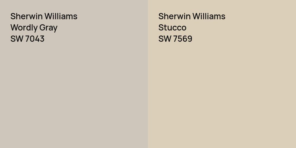 Sherwin Williams Wordly Gray vs. Sherwin Williams Stucco