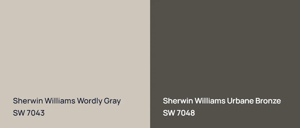 Sherwin Williams Wordly Gray SW 7043 vs Sherwin Williams Urbane Bronze SW 7048